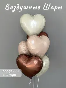 Набор воздушных шаров матовых Сердца 6 шт.