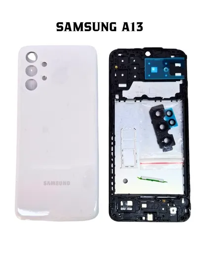 Полный корпус Samsung A13: задняя крышка, рамка, кнопки, SIM-лоток и стекло камеры
