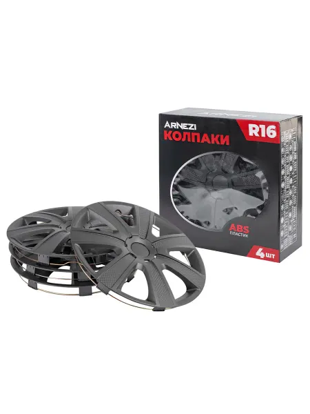 ARNEZI Колпаки R16 на колеса Hadar 4шт черно-матовые ABS-пластик