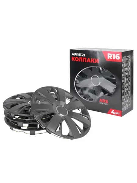 ARNEZI Колпаки R16 на колеса Sirius 4шт черно-матовые ABS-пластик