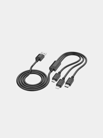 Кабель Hoco X74 3-в-1 зарядный, iP+Micro+Type-C, 1м, PVC, без передачи данных