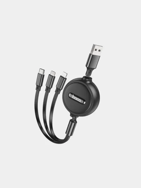 Кабель Hoco X75 3-в-1 складной, iP+Micro+Type-C, 1 м, без передачи данных, для зарядки