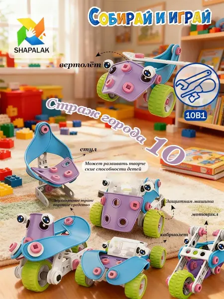 Кубики для малышей Механические игрушки 10-в-1 одна штука
