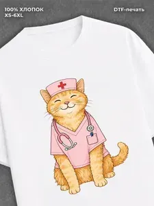 Футболка с принтом Котик враач
