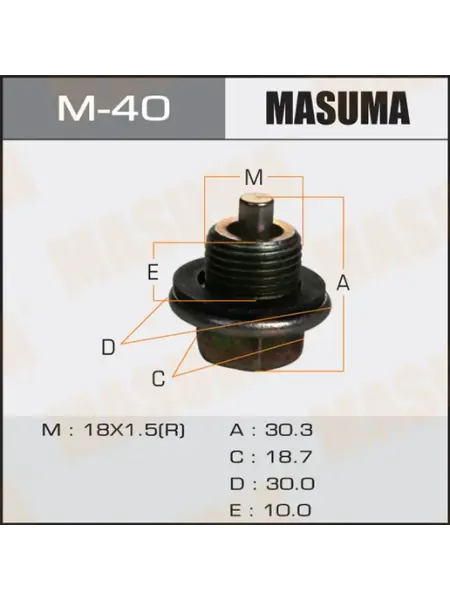 MASUMA Болт маслосливной с магнитом Toyota 18х1.5mm M-40