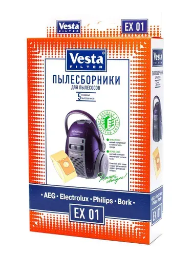 EX01 Мешки для пылесосов Electrolux, Philips, тип-S-BAG, 5 шт.