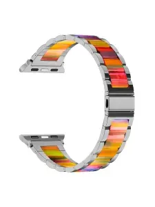 Керамический ремешок для Apple Watch 40/41/42 mm Caweon DSG-30-38-SLRb Silver/Rainbow