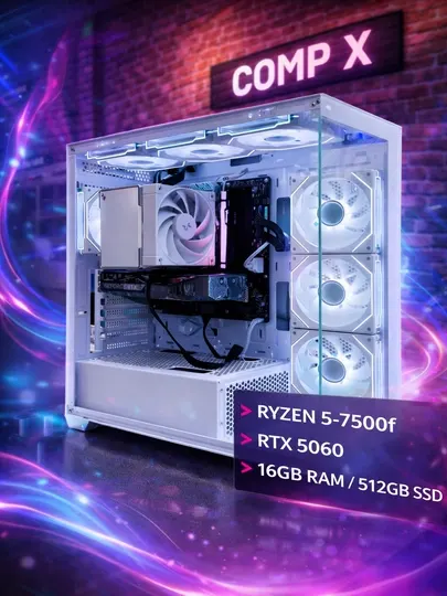 Корпус для ПК X-TECH белый RGB 7 вентиляторов стекло ATX