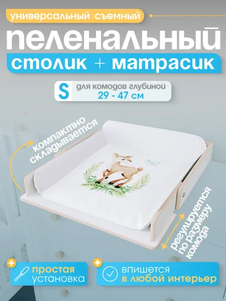 Добрик-wood Пеленальная доска на комод съемная с матрасиком