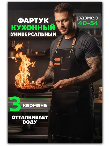 +Всем костюм! Фартук кухонный джинсовый рабочий с карманами