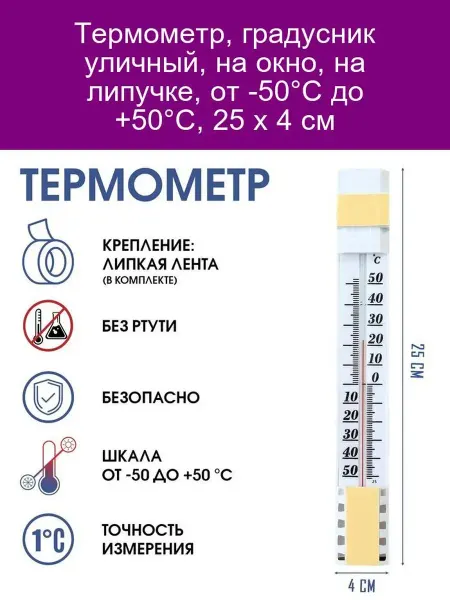 Take it easy Уличный термометр на окно (-50°С.+50°С) 25х4 см