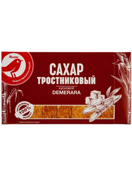 Сахар тростник. кусковой АШАН Красная птица 0.5 кг