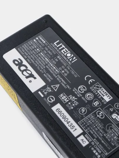 Блок питания для ноутбука Acer 19В 3.42A, 65Ватт, узкий наконечник штекера 3.0х1.0 мм