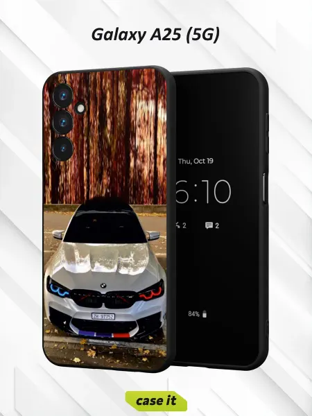 Case it Чехол на Samsung A25 (5G) с принтом BMW белого цвета