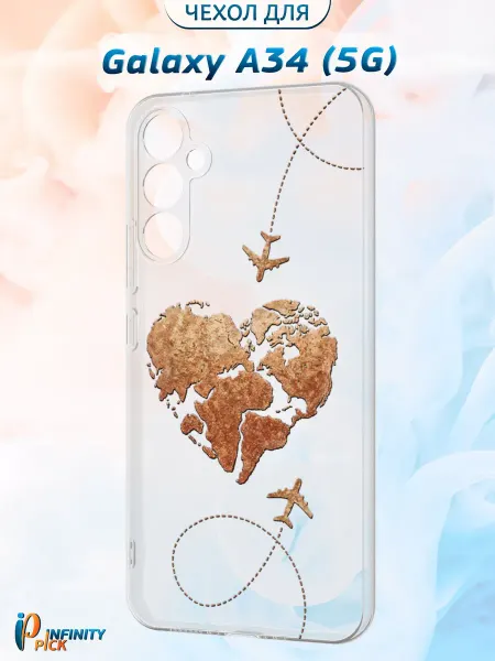 Infinity pick Чехол на Galaxy A34 (5G) с принтом love travel
