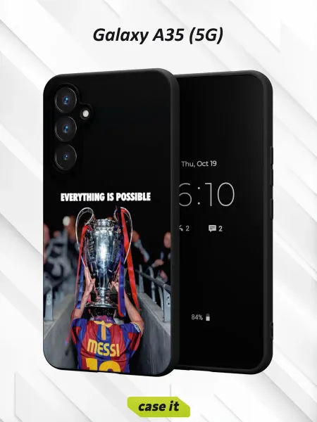 Case it Чехол на Samsung A35 (5G) с принтом Месси и кубок Лиги