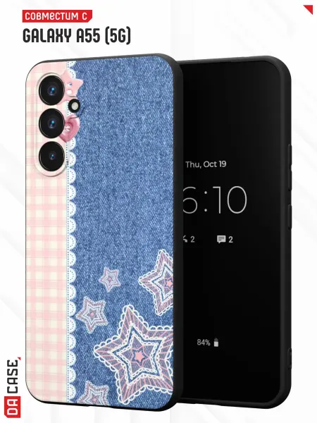 Samsung Чехол на A55 5G с принтом Джинсовый