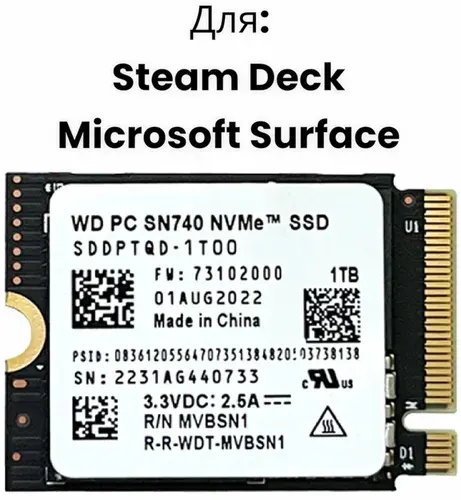 Western Digital 1 ТБ Внутренний SSD-диск , M.2, PCI-E 4.0 10 Гбит/с (SDDPTQD-1T00)