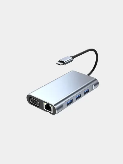 Хаб 11 в 1, USB 3,0 Type-C, 4K RJ45 SD/TF PD, быстрая зарядка для ноутбука, компьютера