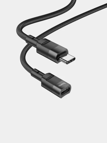 Кабель Hoco U107, Type-C штекер на Type-C гнездо, 1.2 м, 3А, USB2.0, зарядка и данные