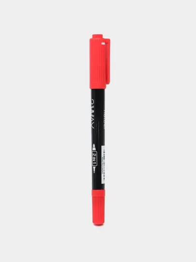 Маркер перманентный Hatber 2WAY Двухсторонний 1 mm/0,5 mm Красный 12шт. PM_060855