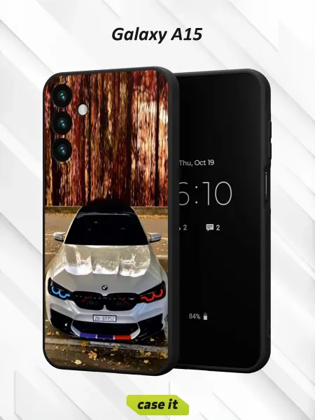 Case it Чехол на Samsung A15 с принтом BMW белого цвета