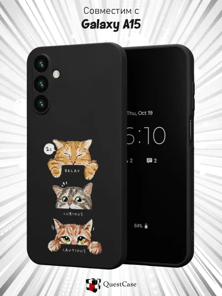 QuestCase Чехол на Samsung Galaxy A15 с принтом Котики