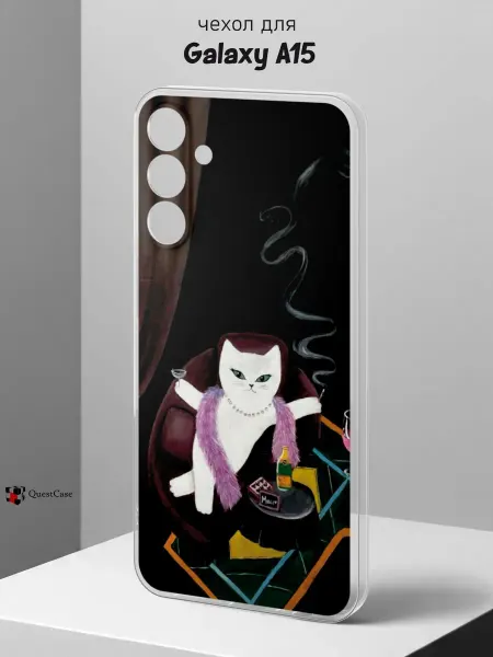 QuestCase Чехол на Samsung A15 с принтом Кошка