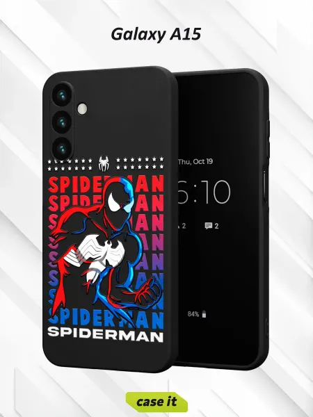Case it Чехол на Samsung A15с принтом Черный Человек-Паук