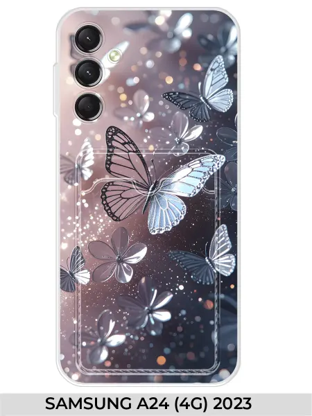 NOOTO Чехол с карманом на Samsung A24 (для Самсунг А24) Бабочки