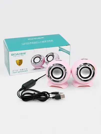 Колонки BOAI 2.0 Stereo 6Вт USB для ПК и Ноутбука, AUX 3.5 мм, Мини Акустика