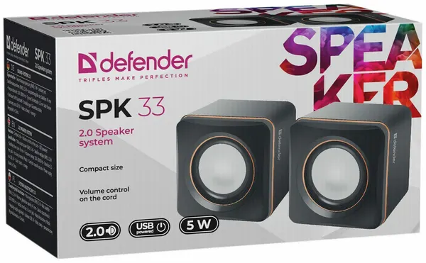 DEFENDER Колонки компьютерные 2.0 (65633) SPK 33 чёрный оранжевый