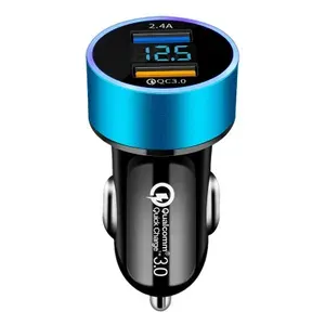 Автомобильное зарядное устройство USB 2.4A с цифровым дисплеем/быстрая зарядка QC3.0 для телефона в автомобиль
