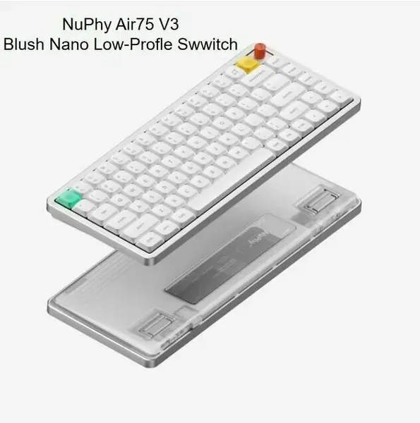 Беспроводная ультратонкая механическая клавиатура Nuphy AIR75v3 Nova White, RGB, Hot Swap, Red Nano Switch, NuPhy IO 2.0