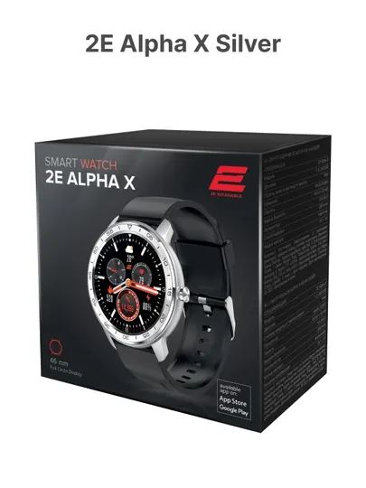 Смарт-часы Smart Watch 2E Alpha X 46 mm, Bluetooth 5.0, 280 мАч, IP68, шагомер, пульсометр