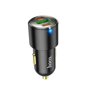 Автомобильное зарядное устройство GaN 90W (2xType-C + USB-A), супербыстрая зарядка PD 3.0