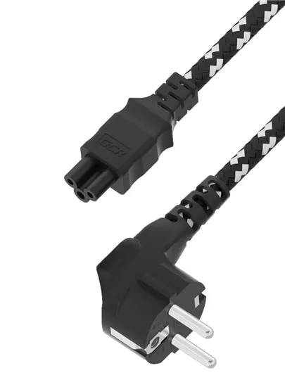 Кабель питания евровилка угловая C5 текстиль для ноутбука 3*0,75mm