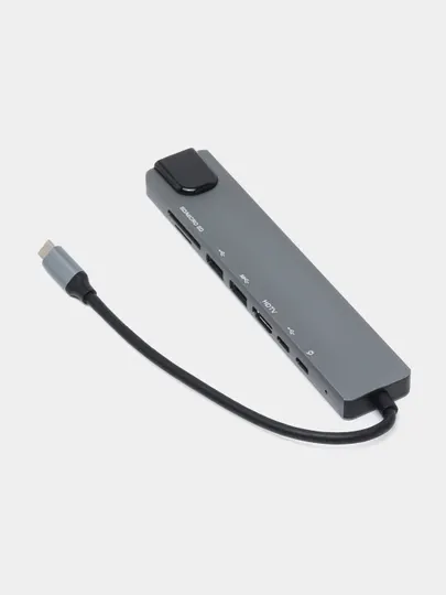 Переходник Type-C 8в1, HDMI, Ethernet, USB 3.0, USB-C, SD/TF, для MacBook