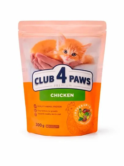 Сухой корм для кошек Club 4 Paws, для для котят курица 0.3 кг