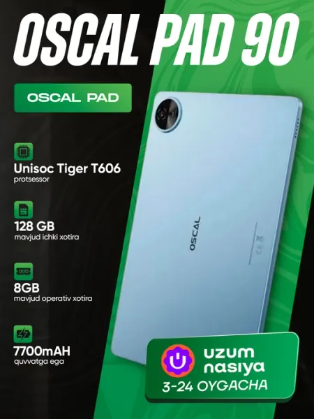Планшет Oscal Pad 90, 7700 мА/ч, 4G LTE, Wi-Fi, Bluetooth 5.0