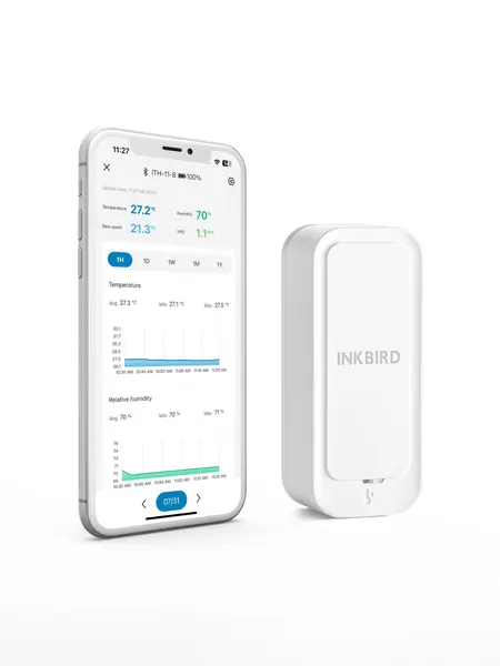 Термогигрометр INKBIRD ITH-11B, Bluetooth 5.0, IP65, датчик температуры и влажности, логгер