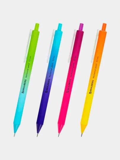 Карандаш механический 0,5 мм, BRAUBERG SOFT GRADE, корпус soft-touch ассорти, 3шт