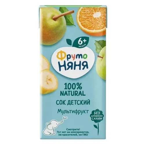 ФрутоНяня Сок мультифруктовый с 6 месяцев 0.2 л 18 шт