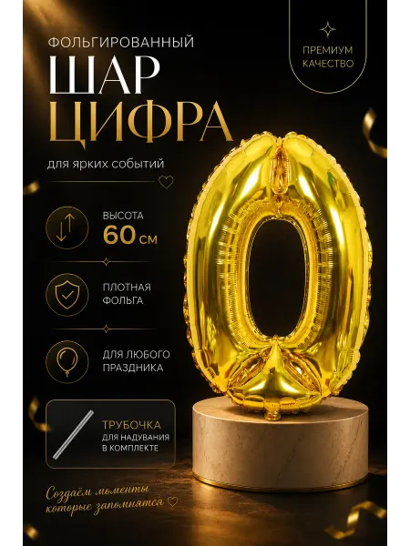 Lea Holiday Воздушные шарики фольгированные 60 см цифра 0