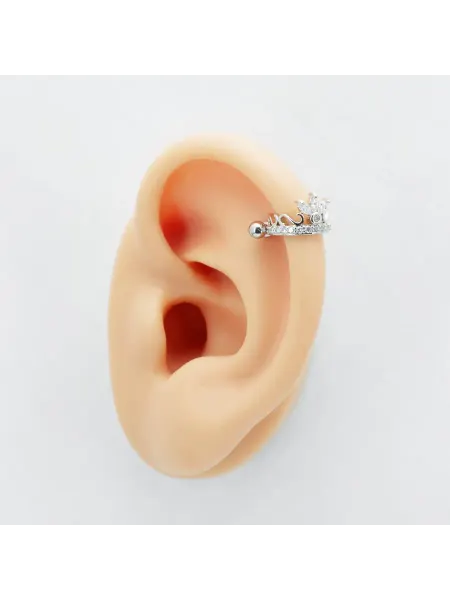Piercingmarket Штанга 0,8 мм для пирсинга хеликса с цирконами. Корона