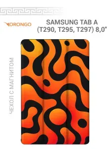 Чехол на Samsung Tab A 8.0" (T290 T295 T297) с рисунком, с магнитом, черный с принтом РУССКИЙ БОГАТЫРЬ / Самсунг Таб А 8.0