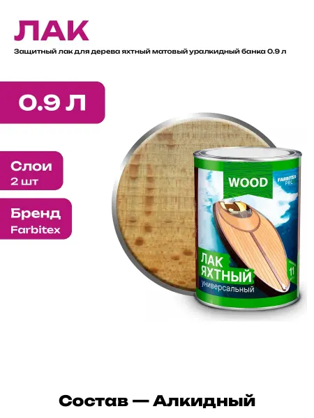 Лак для мебели матовый прозрачный яхтный для дерева 0.9