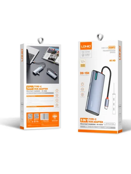 Многофункциональная док-станция DS-56H LDNIO PD3.0 HDMI USB2.0 USB-C PD100W Type-C SD TF