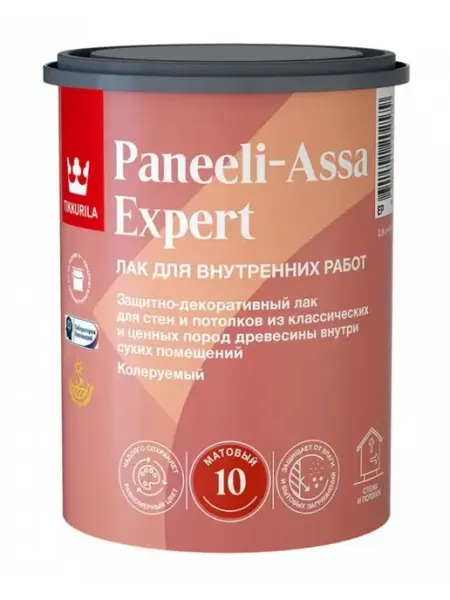 TIKKURILA Лак для дерева Paneeli-Assa Expert, полуматовый 0,9л