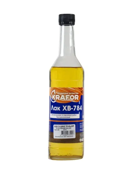 KRAFOR Лак для дерева ХВ-784, 0,5 л, бесцветный